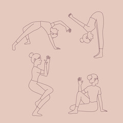 Fototapeta na wymiar Yoga girl line art illustration design of vector.