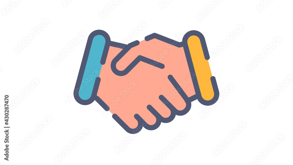 Poster deal handshake agreement single isolated icon with single isolated icon with flat dash or dashed sty