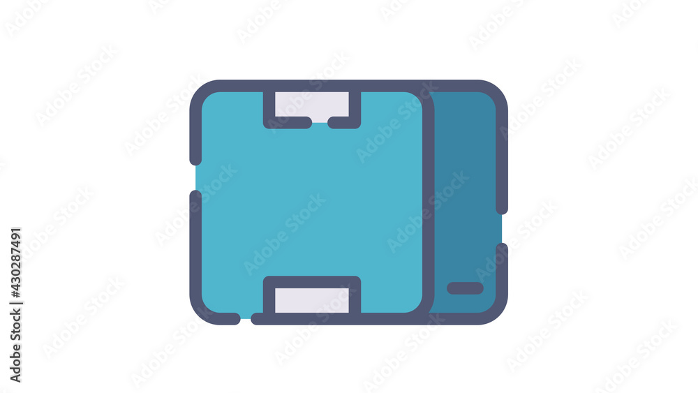 Aufkleber product package box single isolated icon with single isolated icon with flat dash or dashed style