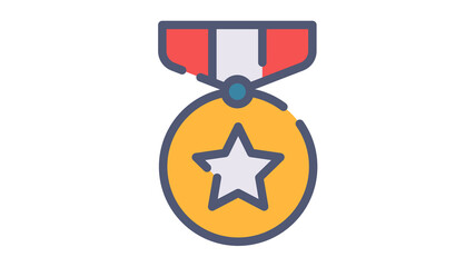 medal award achievement single isolated icon with single isolated icon with flat dash or dashed style