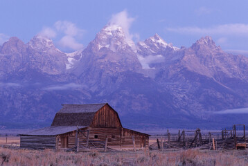 An old barn in the Tetons National Park, Wyoming, USA