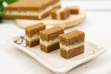 Southeast Asia three layers steamed coffee cake
