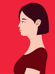 Beautiful fat asian woman of side view. Human simplicity of the globalized world.