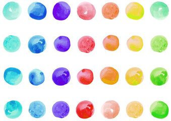 水彩画水玉のカラフル背景