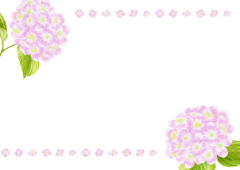 ピンクのアジサイの水彩画飾り