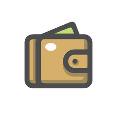 Purse and Money Vector icon Cartoon illustration