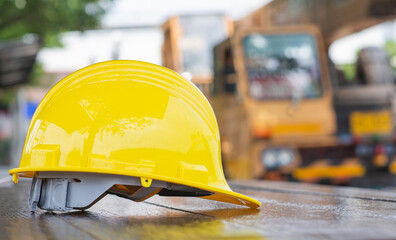 Yellow helmet safety , Hard hat equipment protection worker Engineer technician employee , Labor day concept