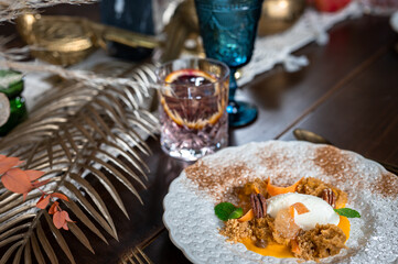 Fancy plated dessert at a restaurant