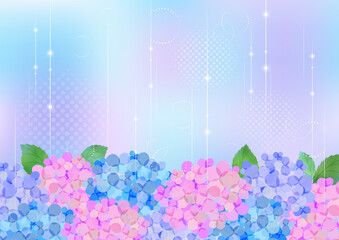 水彩 梅雨の紫陽花 背景フレーム Wall Mural Wallpaper Murals Iwozon