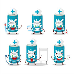 Doctor profession emoticon with milk can cartoon character