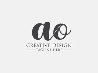 Fototapeta premium Abstract small letter ao logo. This logo icon incorporate with abstract cross line logo in the creative way. black and white bacground logo.