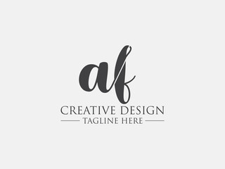 Abstract small letter af logo. This logo icon incorporate with abstract cross line logo in the creative way. black and white bacground logo.