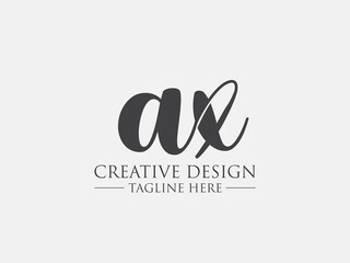 Abstract small letter ax logo. This logo icon incorporate with abstract cross line logo in the creative way. black and white bacground logo.