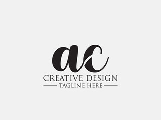 Abstract small letter ac logo. This logo icon incorporate with abstract cross line logo in the creative way. black and white bacground logo.	