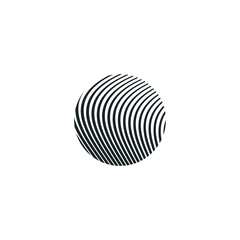 Abstract graphic illustration of wavy lines forming an illusion in a circular shape