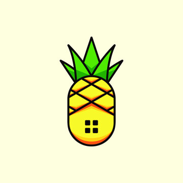Abstract graphic illustration of a pineapple in the form of a house