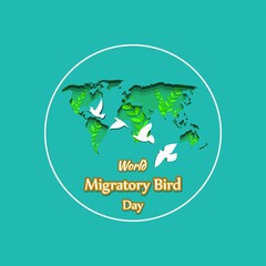 Fototapeta premium Vector illustration of World Migratory Bird Day, 8 May.