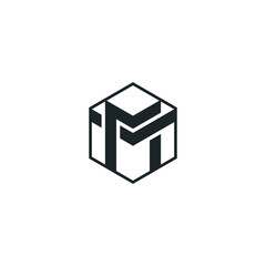 Abstract graphic illustration of letters M and V in hexagon