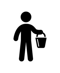 Person holding a bucket vector icon