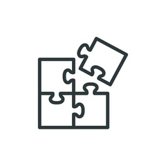Puzzle line icon. Simple outline style. Jigsaw symbol, pictogram, single, piece, business, teamwork logo concept design. Vector illustration isolated on white background. EPS 10.