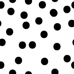 Abstract polka dot black white seamless pattern