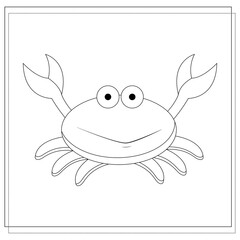Page of the coloring book, crab. A sketch. Coloring book for kids. Vector  illustration isolated on a white background