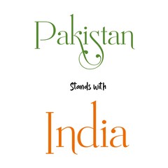 Pakistan Stands with india beautiful typography over white background
