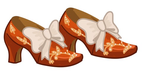 Vintage or retro women shoes on heels with bows