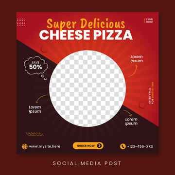 Delicious Cheese Pizza Social Media Promotion Banner Template