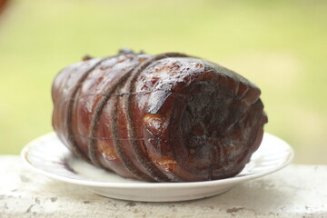A close up of a piece of cake on a plate