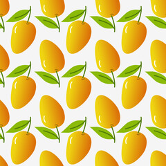 gradient orange mango fruits seamless pattern background vector illustration. Perfect for decoration fruits store, banner, wallpaper etc
