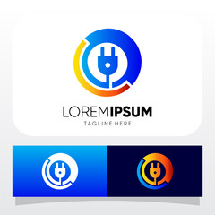 Letter O Power Jack Electric Logo Design Vector Graphic