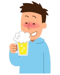 ビールを飲んで酔っている男性1