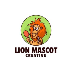 Vector Logo Illustration Lion Mascot Cartoon Style.