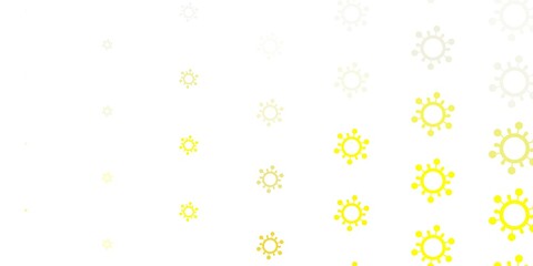 Light Yellow vector background with covid-19 symbols.