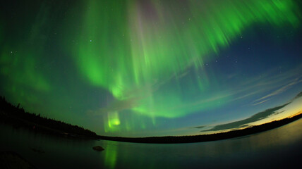 Aurora borealis. Northern lights night photo arctic circle