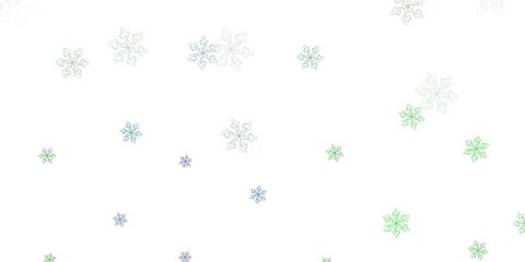 Fototapeta premium Light green vector doodle background with flowers.