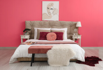 Stylish interior of modern bedroom