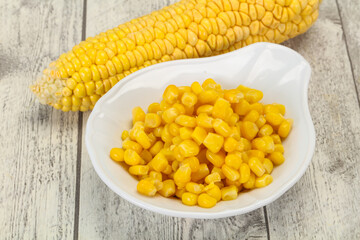 Young corn seeds in the bowl