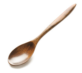 Wooden spoon on white background