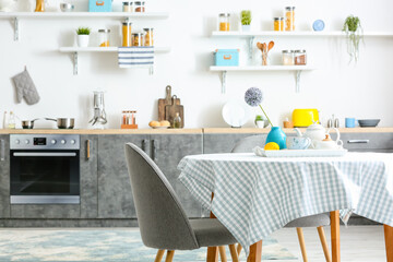 Interior of modern comfortable kitchen