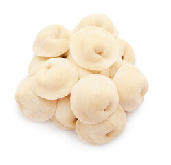 Fototapeta na wymiar Uncooked dumplings on white background