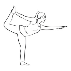 young girl yoga pose lineart vector illustration