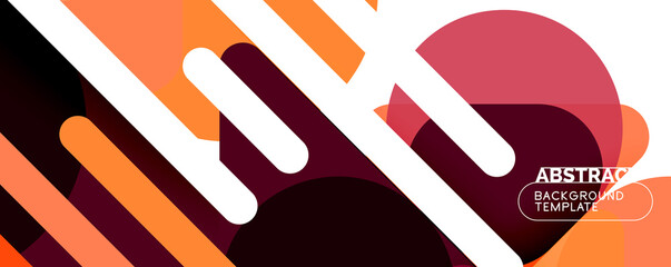 Flat geometric round shapes and dynamic lines, abstract background. Vector illustration for placards, brochures, posters and banners