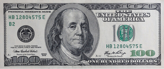 One Hundred Dollar Banknotes background. Dollars Closeup Concept - obrazy, fototapety, plakaty
