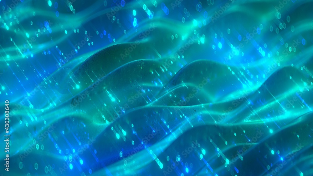 Poster data stream visualization. futuristic digital technologies or sci-fi concept. 3d render illustration