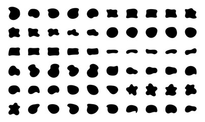 Blob shapes vector set. Organic abstract splodge elemets monochrome collection. Inkblot simple silhouette