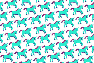 Unicorns seamless pattern. Repetitive illustration texture of flat unicorns. 