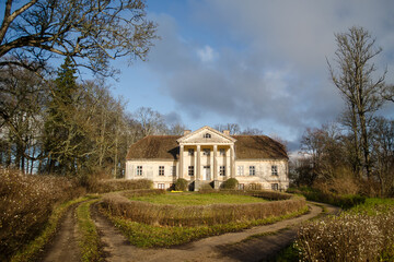 Obraz premium Padure manor in sunny autumn evening, Latvia. 