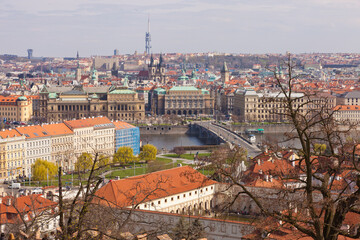Fototapeta na wymiar Panoramic view over Prague, the capital of the Czech Republic
